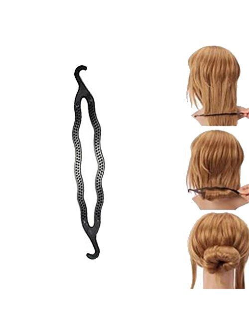 Zinnor 12 Pcs Hair Styling Accessories Kit Set Bun Maker Hair Braid Tool for Making DIY Hair Styles Black Magic Hair Twist Styling Accessories for Girls or Women