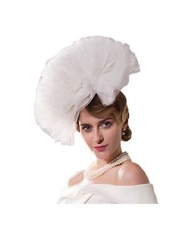 White Fascinator Pillbox Veil Hat for Wedding Kentucky Derby Tea Party Headwear