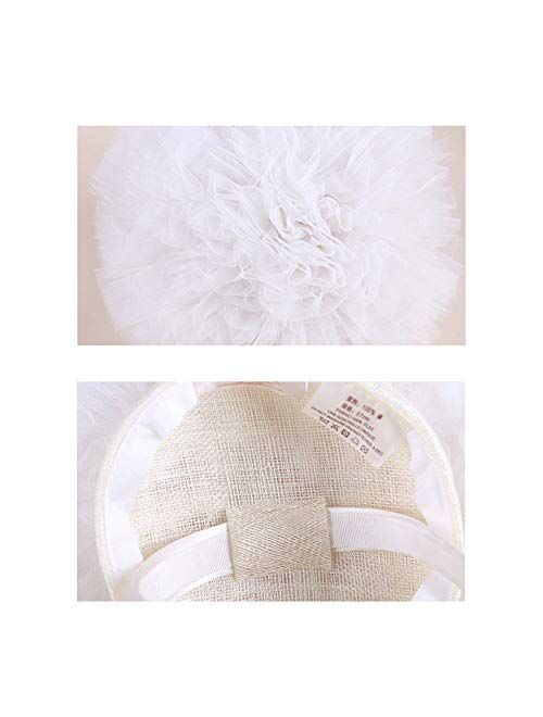 F FADVES White Fascinator Pillbox Veil Hat for Wedding Kentucky Derby Tea Party Headwear
