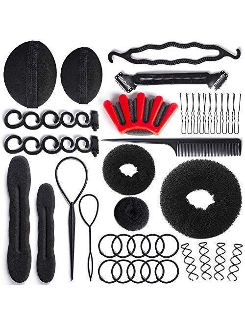 Winkeyes Hair Styling Set, Hair Design Styling Tools Accessories DIY Hair Accessories Hair Modelling Tool Kit Hairdresser Kit Set Magic Simple Fast