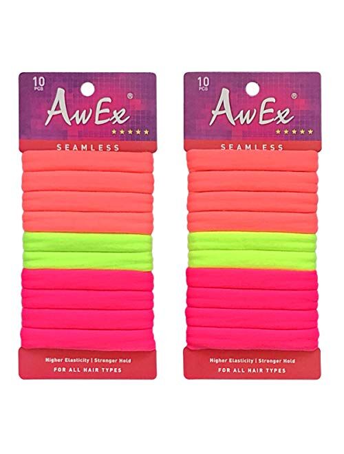 AwEx THICK Hair Bands for Thick Hair,20 PCS,Large Loop,Seamless Scrunchies,Large Hair Ties,No Metal Hair Elastics,No Pull Ponytail Holder