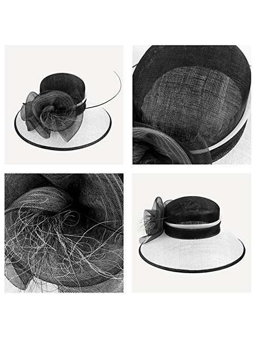 F Fadves FADVES Women Dressy Hat Sinamy Fascinator Floral Feathers Tea Party Wedding Bucket Hat