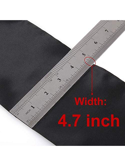 Xtrend 2Pcs Women's Satin Edge Scarves for Hair 58 Inch Laying Scarf for Lace Wig Non Slip Hair Wrap Wigs Grip Band for Yoga, Makeup, Facial, Sport (2 pcs, Black#)