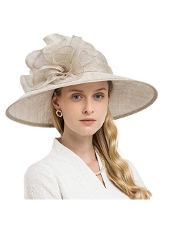 FADVES Elegance Wide Brim Sinamay Weeding Derby Party Wear Facsinators Sun Hat