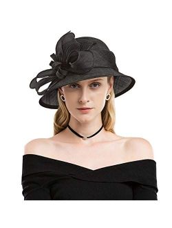 FADVES Women's Dressy Sinamay Church Baptism Wedding Derby Tea Party Wedding Hat