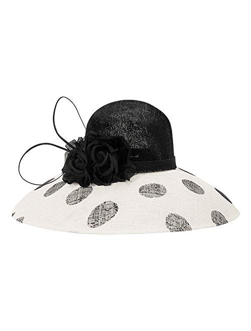 F FADVES Fascinator Hat for Women Tea Party Wedding Bridal Kentucky Derby Polka Dot Hat