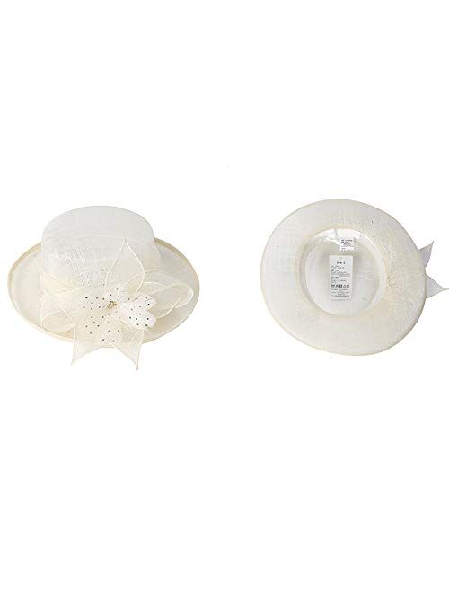 F FADVES Women Flower Fascinator Hat Church Tea Party Wedding Elegant British Fedora