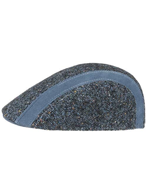 Lierys Ciro Tweed Flat Cap with Leather Men - Made in Italy