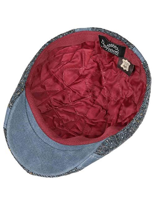 Lierys Ciro Tweed Flat Cap with Leather Men - Made in Italy