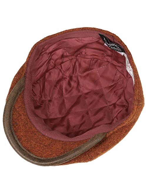 Lierys Harris Tweed Flat Cap with Leather Men - Made in Italy