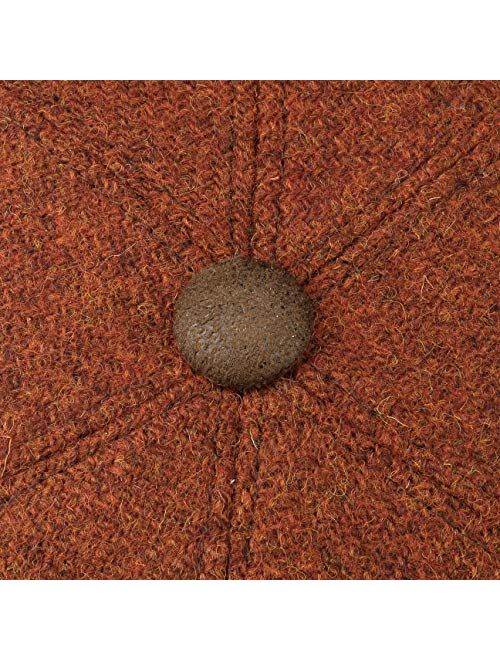 Lierys Harris Tweed Flat Cap with Leather Men - Made in Italy