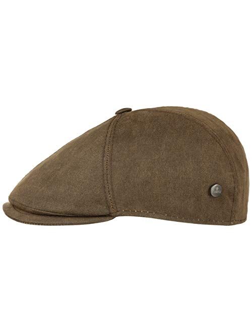 Lierys Haswell Waxed Cotton Flat Cap Men - Made in Italy