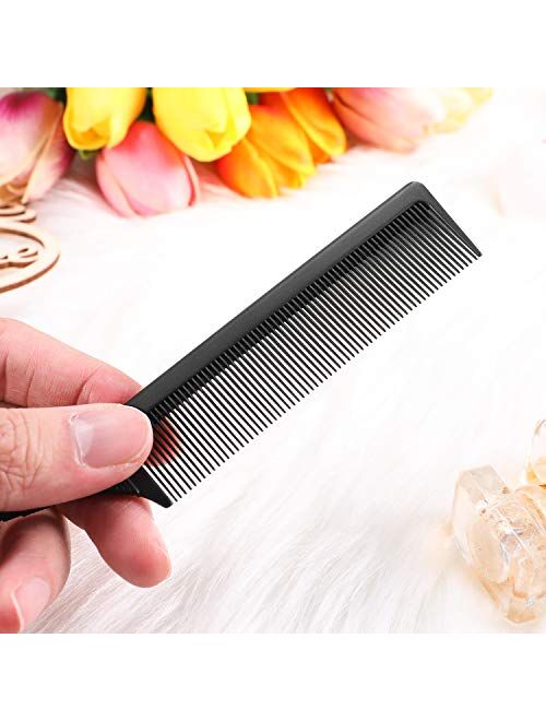 3 Packs Rat Tail Comb Steel Pin Rat Tail Carbon Fiber Heat Resistant Teasing Combs with Stainless Steel Pintail (Black)