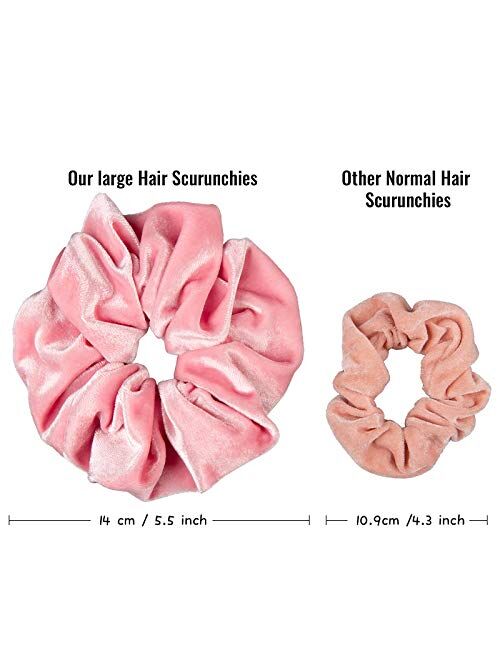 Whaline 6 Big Hair Scrunchies Velvet Elastics Large Hair Bobble Scrunchy Hair Bands Women Soft Hair Ties, 6 Colors