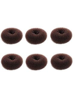 Extra Small Hair Bun Maker for Kids, 6 PCS Chignon Hair Donut Sock Bun Form for Girls, Mini Hair Doughnut Shaper for Short and Thin Hair (Small Size 2 Inch, Dark Brown)