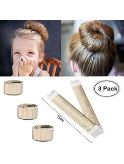 Aisonbo Hair Bun Maker, Size 5.9 inch Magic Bun Shaper Donut Hair Styling for Kids Curler Roller Dish Headbands Brown,3 Pack