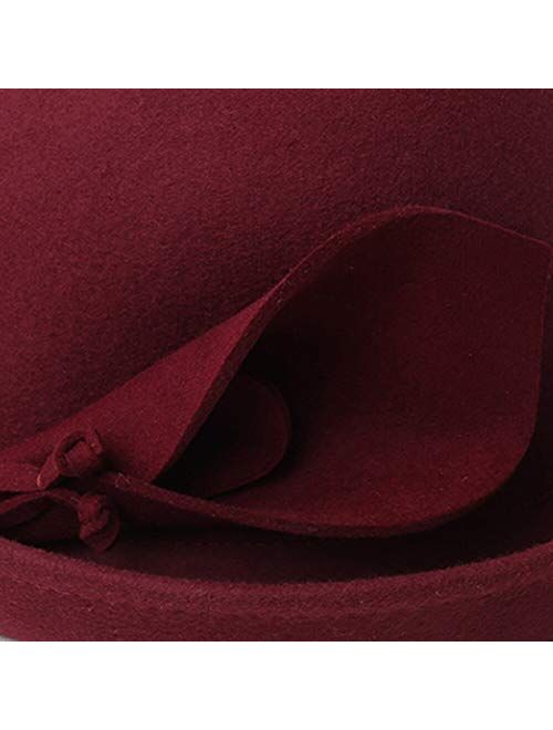 F FADVES Women Wool Felt Plume Church Dress Winter Hat Formal Derby Hats for Women Wide Brim Fedora
