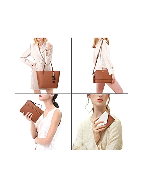 Ibfun Women Fashion Handbags Tote Shoulder Bags Ladies Top Handle Satchel Purse Set 4pcs