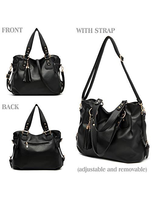 Soperwillton Fashion Handbag for Women Shoulder Bag Top Handle Satchel Hobo Tote Bag Purse Set 4pcs