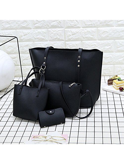 Handbags for Women Fashion Tote Bags Shoulder Bag Top Handle Satchel Purse Set 4pcs
