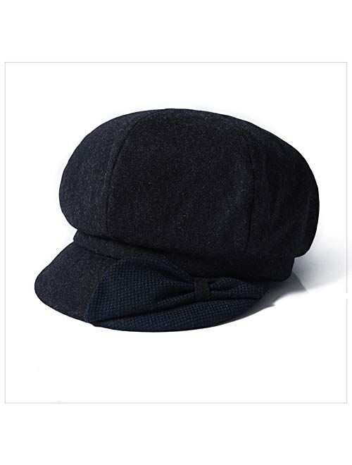F FADVES Wool Felt Newsboy Hats for Women Beret Gatsby Apple Cabbie Visor Cap Bow
