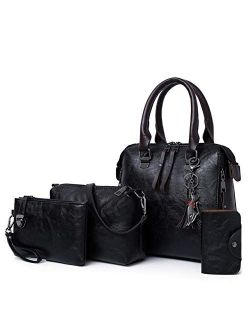 HSIYE,Women Shoulder Bag,4pcs/Set Ladies Handbags Female PU Leather Shoulder Messenger Bags Women Composite Bags Tote Bag,red