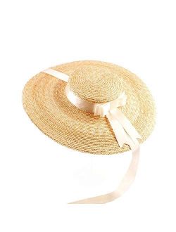 British Vintage Style Straw Sun Hat Wide Brim Kentucky Derby Travel Beach Cap Ribbon Bow