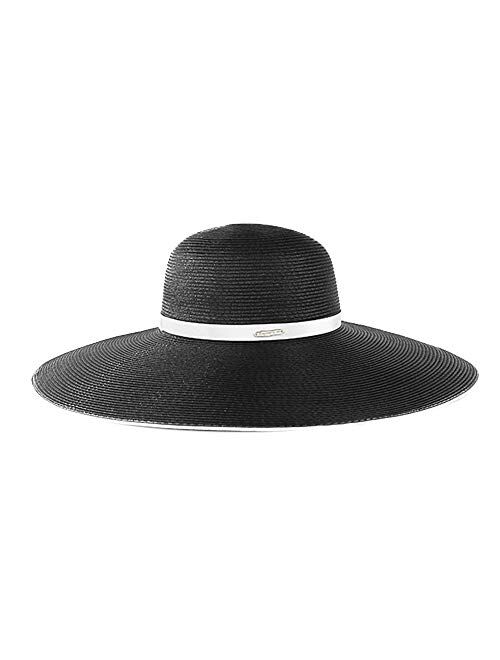 F FADVES Stylish Floppy Wide Brim Sun Hat Beach Straw Hat for Women UV Protection UPF 30 Hat Foldable