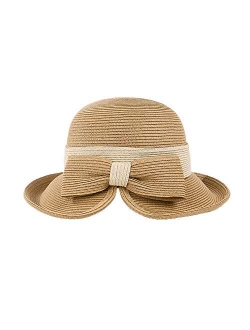 Wide Brim Straw Hats Bow Sun Hats for Women UV Protection Floppy Beach Outdoor Summer Cloche Caps