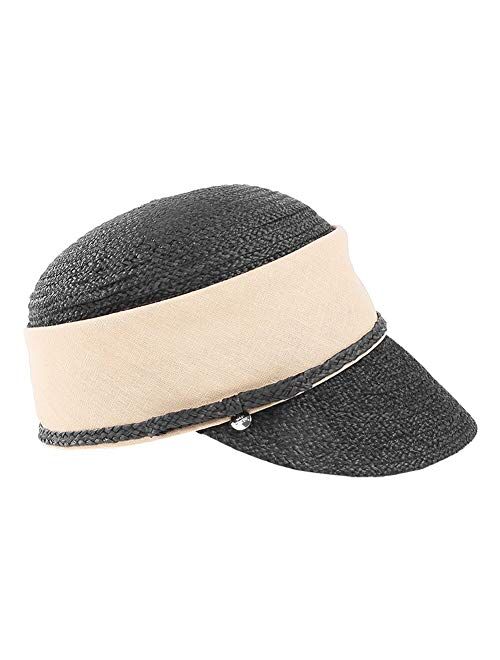 F FADVES Fashion Outdoor Sun Straw Hat Equestrian Cap Beach Casual Cloche Newsboy Hats