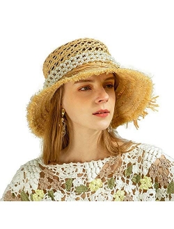 Women Wide Brim Sun Hat Summer Beach Sunhats Cap Packable Straw Hat Travel