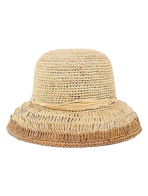 F FADVES Women’s Modern Company Hats Summer Beach Sydney Straw Wide Brim Sun Hat