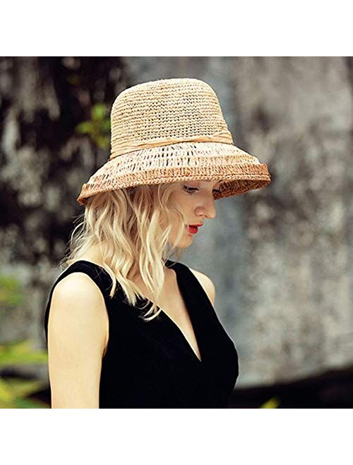F FADVES Women’s Modern Company Hats Summer Beach Sydney Straw Wide Brim Sun Hat
