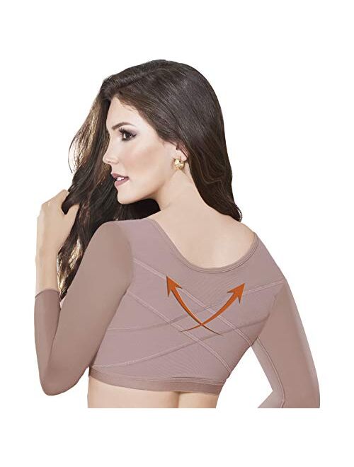 Ann Michell Women's Paulina Post-Surgery Powernet Compression Arm Shaper Support Bra w/Sleeves and Hooks