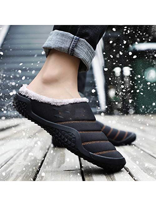 UXZDX CUJUX Slippers House Men's Winter Shoes Soft Man Home Slippers Cotton Shoes Fleece Warm Anti-Skid Man Slippers (Color : Blue, Size : 40)
