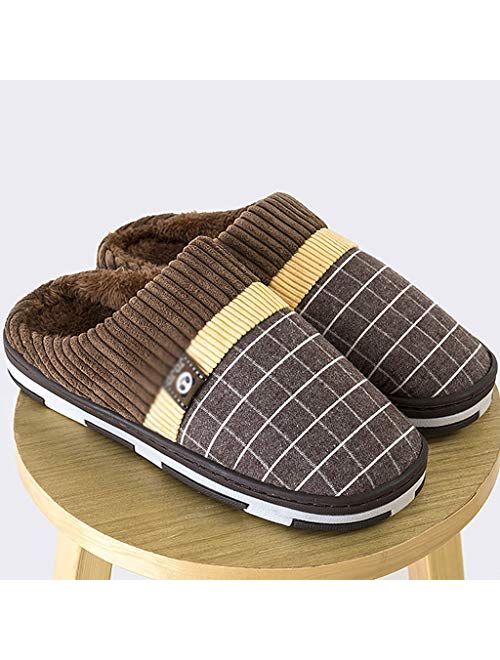 UXZDX CUJUX 2020 Men Slippers New Warm Men's Slippers Short Plush Flock Home Slippers for Men Hard-Wearing Non-Slip Sewing Soft Male Shoes (Color : B, Size : Code 38)