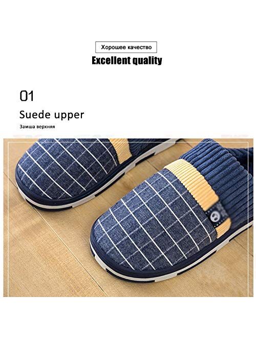 UXZDX CUJUX 2020 Men Slippers New Warm Men's Slippers Short Plush Flock Home Slippers for Men Hard-Wearing Non-Slip Sewing Soft Male Shoes (Color : B, Size : Code 38)
