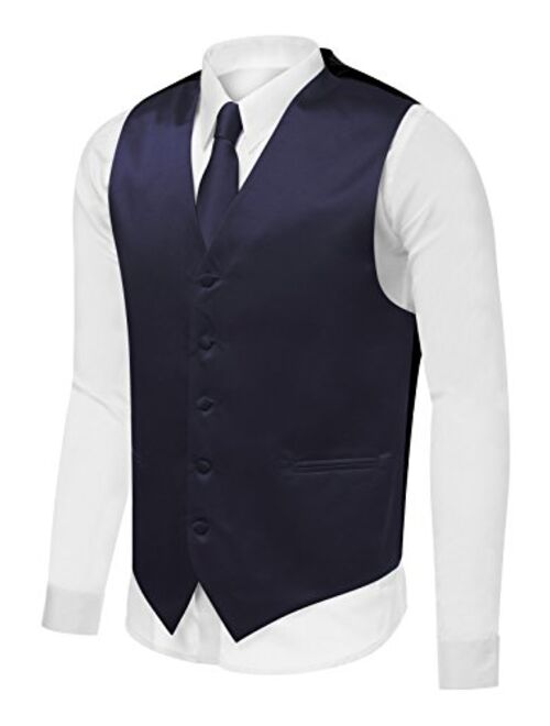 Azzurro Mens Dress Vest Set Neck Tie Hanky for Suit Or Tuxedo 