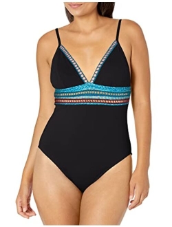 Women's V-Neck One Piece Swimsuit