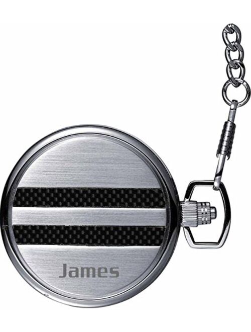 Personalized Visol Turbo Black Dial Carbon Fiber Pocket Watch with Free Engraving