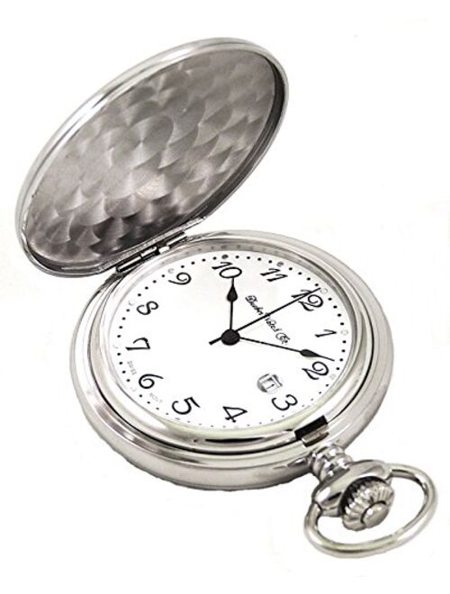 Dueber Swiss Chrome Plated Steel Pocket Watch, Arabic Numerals