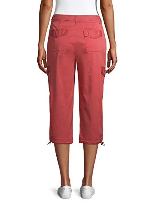 Time and Tru Womens Cotton Belted Cargo Capri Pants