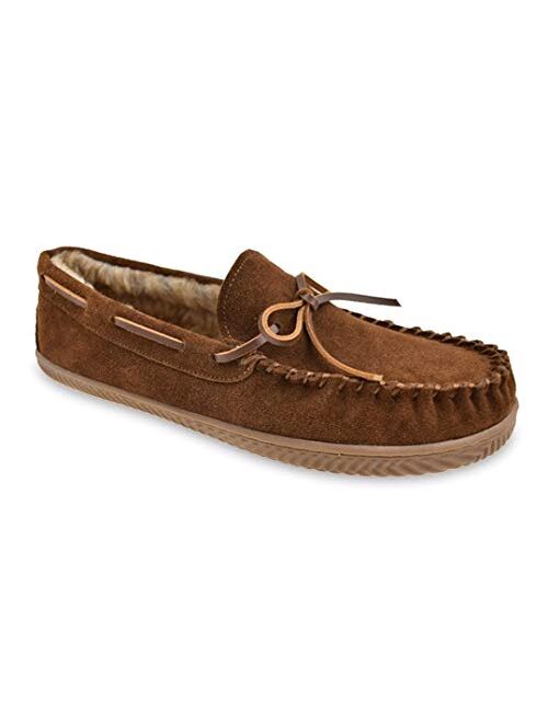 Brown Faux Fur Lined Trapper Moccasin Slipper 