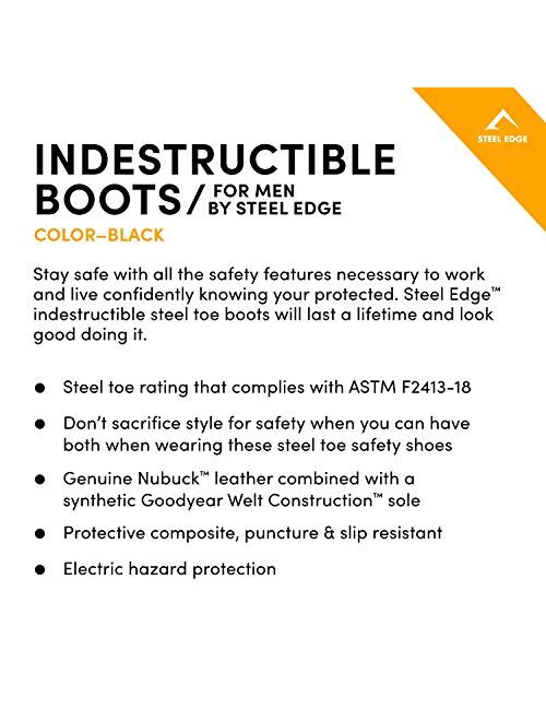 6 Inch Non Slip Steel Toe Work Boots for Men, Dependable Safety with Protective Oil Resistant Mens Shoes, Outdoor Construction, Lightweight and Waterproof Electrician Wor