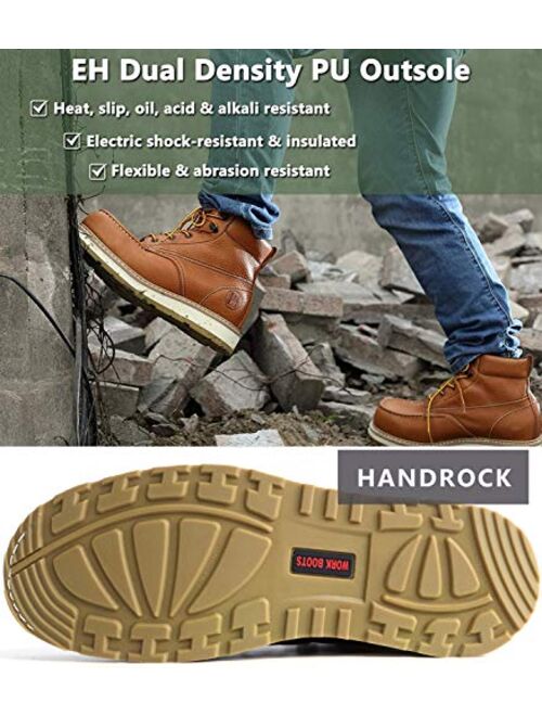 Work Boots for Men, 6" Composite Toe & Soft Toe Mens Work Boots, Non-Slip Puncture-Proof Water Resistant Safety EH Moc Toe Construction Work Shoes (Brown)