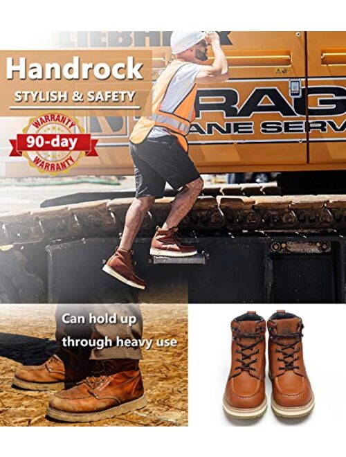 Work Boots for Men, 6" Composite Toe & Soft Toe Mens Work Boots, Non-Slip Puncture-Proof Water Resistant Safety EH Moc Toe Construction Work Shoes (Brown)