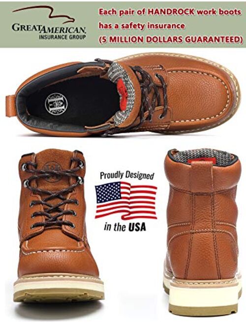 Work Boots for Men, 6" Composite Toe & Soft Toe Mens Work Boots, Non-Slip Puncture-Proof Water Resistant Safety EH Moc Toe Construction Work Shoes (Brown)