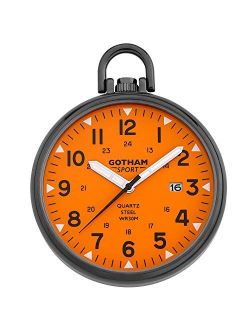 Gotham Men's Sport Series Gunmetal Stainless Steel Analog Quartz Date Pocket Watch # GWC14109BO