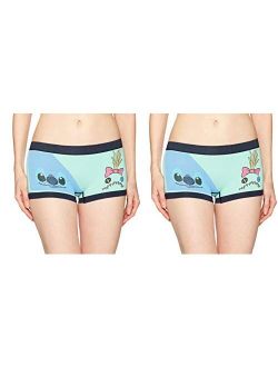 Women's Seamless Boyshort Panties- Classic Mickey Mouse and Hello Kitty 2 Pack