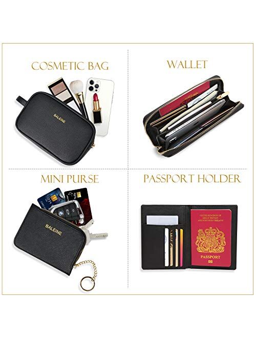 BALEINE 5 Pcs Handbag Set, Womens Handbags with Shoulder Bags, Small purse, Wallet, Cosmetic Hand Bag and Card Holder